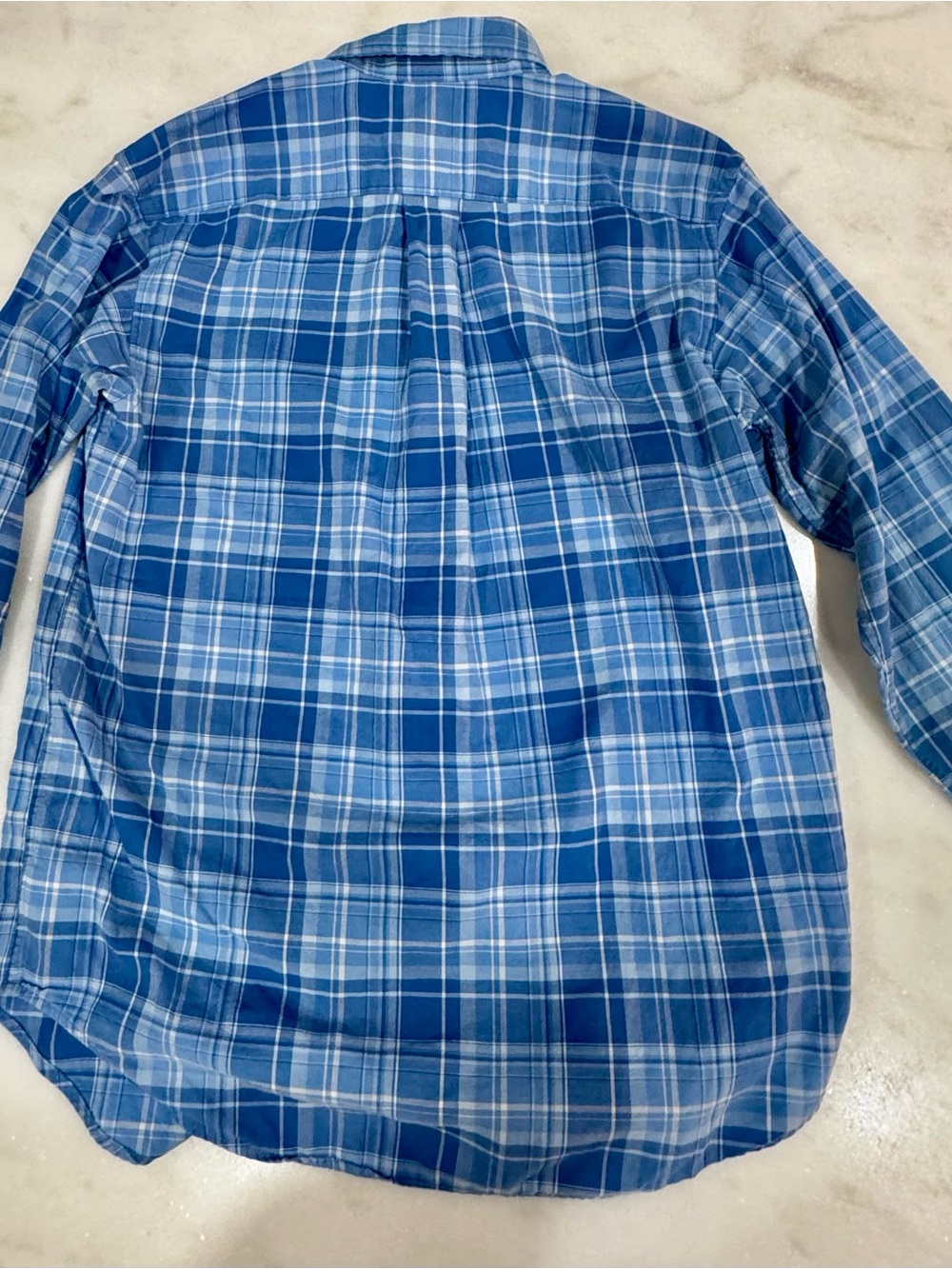 Ralph Lauren Boys L 14-16 Blue White Plaid Long Sleeve Button Down Shirt - Picture 4 of 4